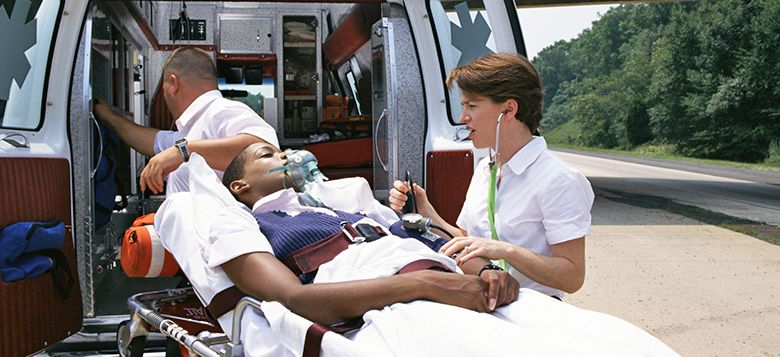 Motor Vehicle Accident Victim in Ambulance