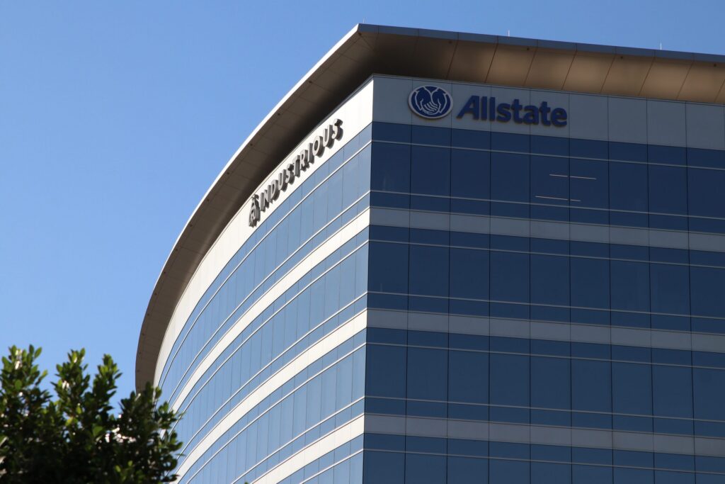 An exterior view of an Allstate corporate building relates to understanding how much does Allstate pay for bodily injury claims in California.